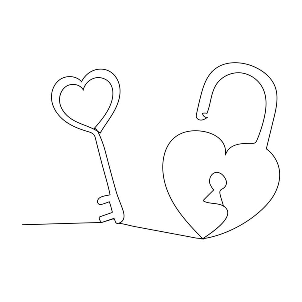 Key single line vector one continuous line drawing of key key line icon