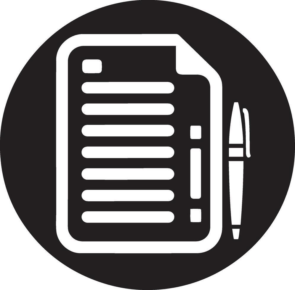 Document vector icon on white background for graphic and web design.  Agreement file symbol. Paper document page with a pen icon.
