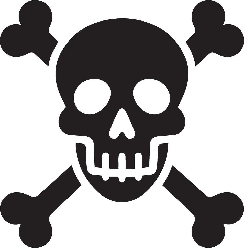 Crossbones and skull death flat vector icon for danger or warning on white background. Roger symbol for apps and games