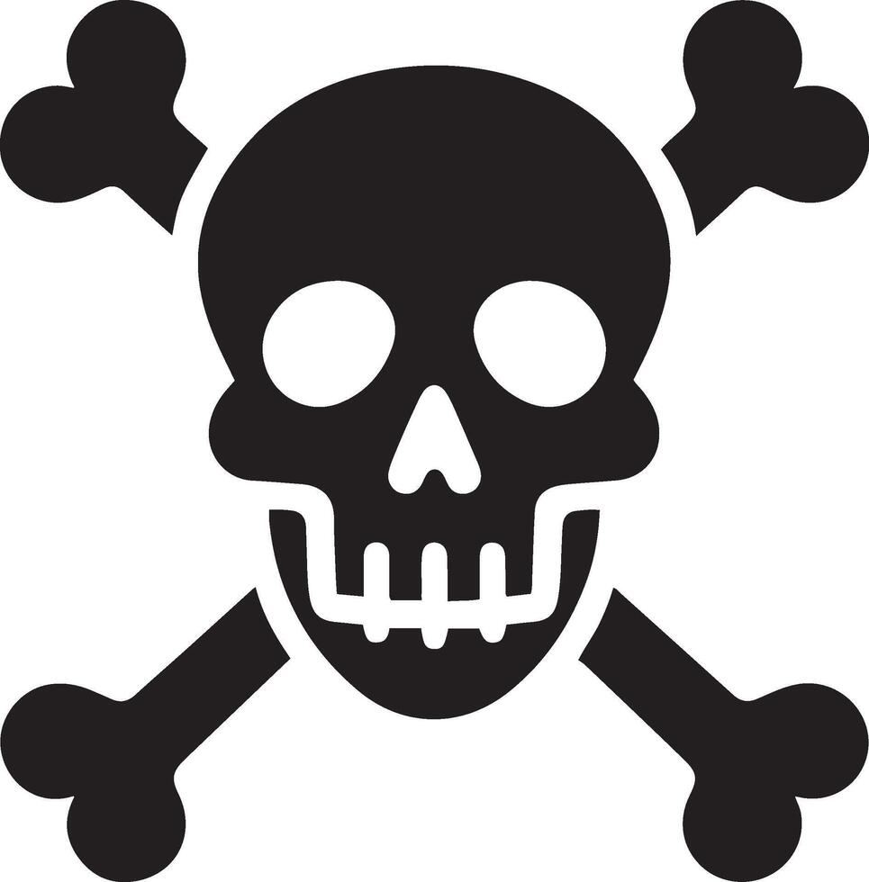 Crossbones and skull death flat vector icon for danger or warning on white background. Roger symbol for apps and games