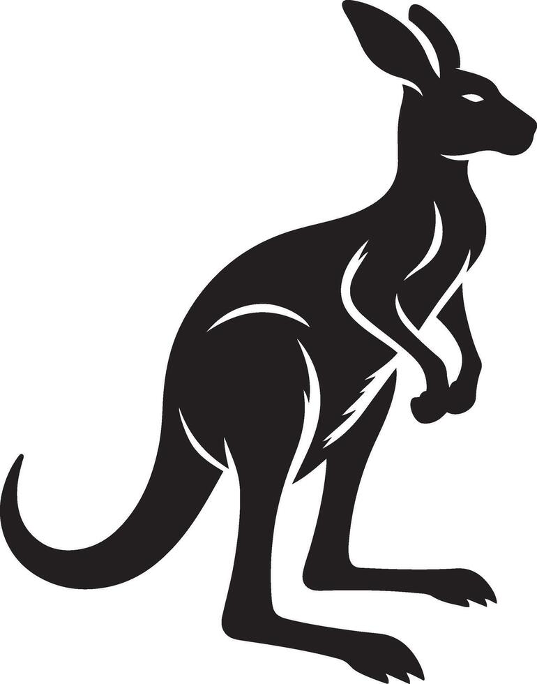 negro siluetas de canguro en un blanco antecedentes. gracioso cómic marsupial animal desde Australia. vector