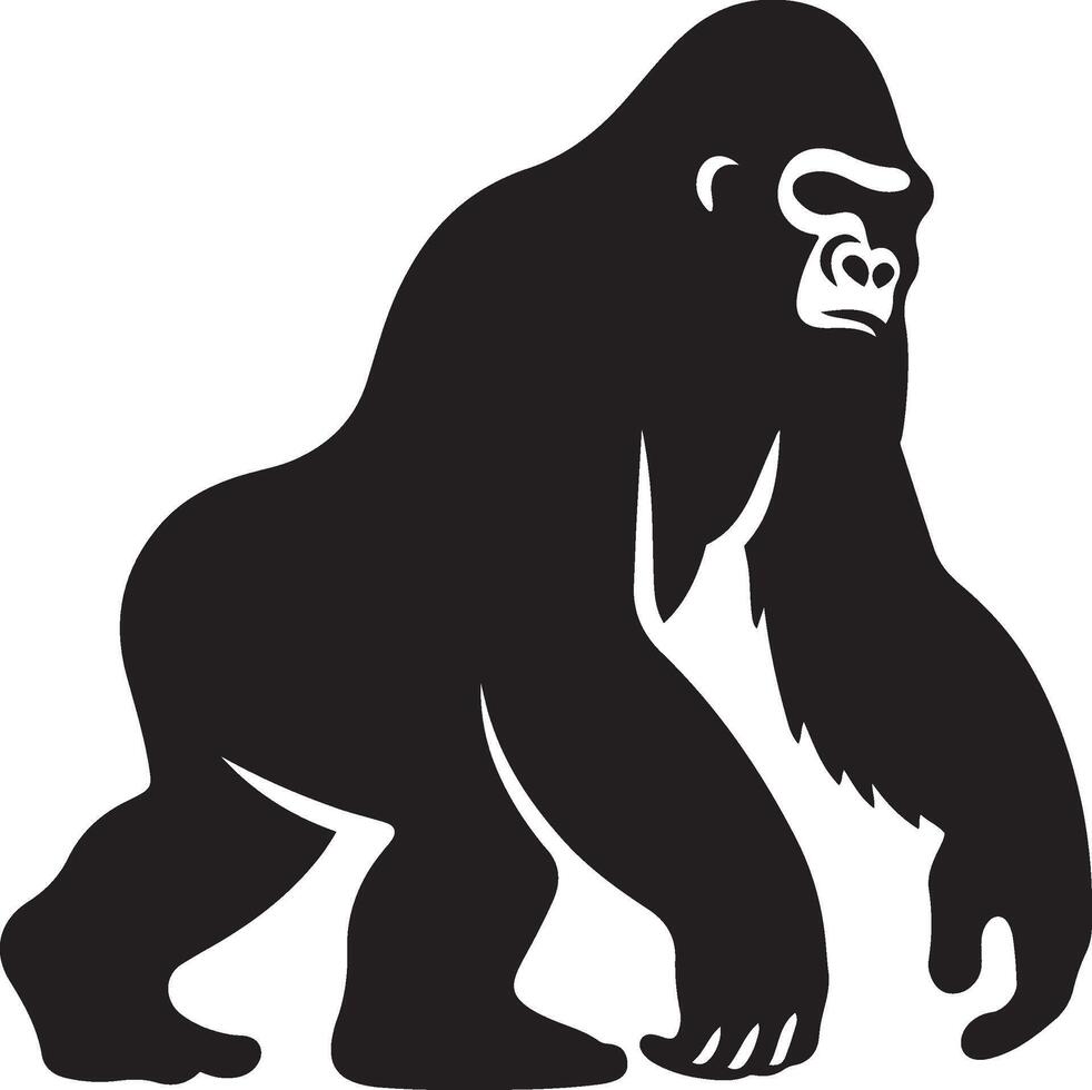 Gorilla silhouette style vector illustration on white background. Comic book style roaring gorilla.