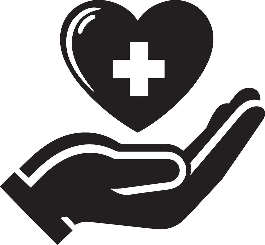 Heart in hand vector icon. Healthcare hands holding heart vector icon style.