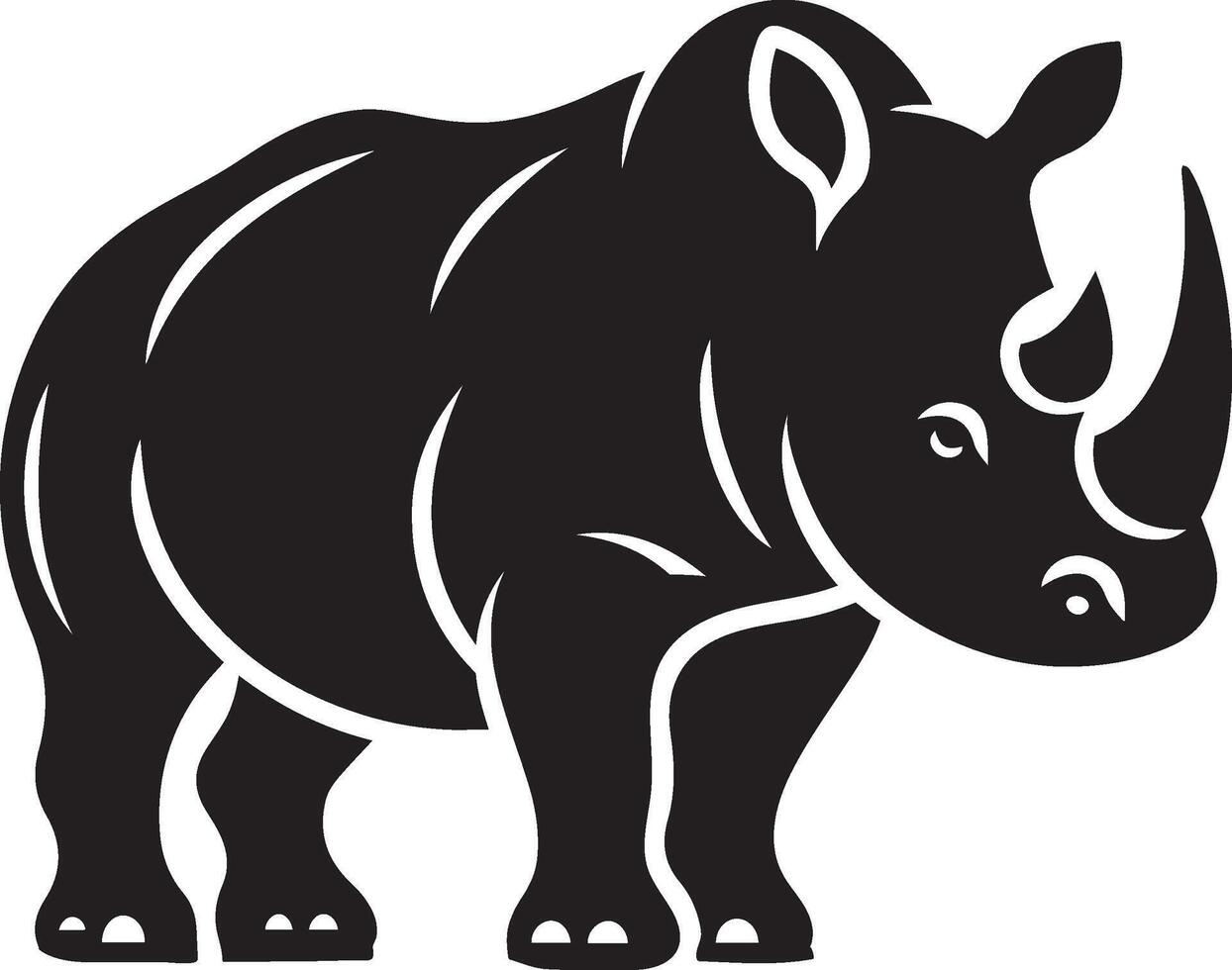 African rhinoceros animal vector on white background. Educational zoology illustration. Black rhinoceros logo design vector symbol illustration.