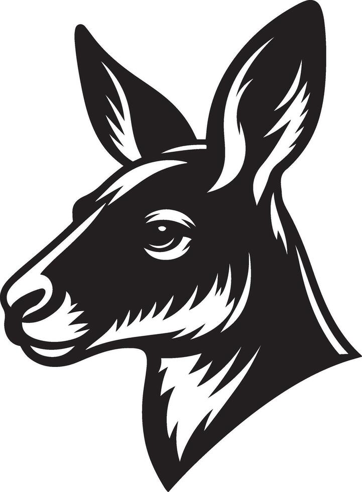 Kangaroo head vector illustration on a white background. Funny comic marsupial animal face from Australia.