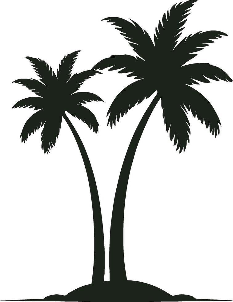 palm trees silhouette on the beach, summer tree, vacation travel resort vector