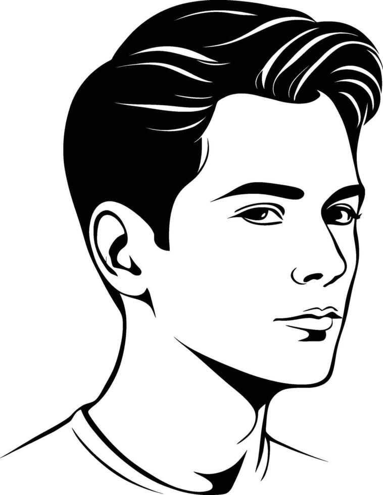 silhouette of a young man face, adult man, handsome man, good boy, young adult face vector