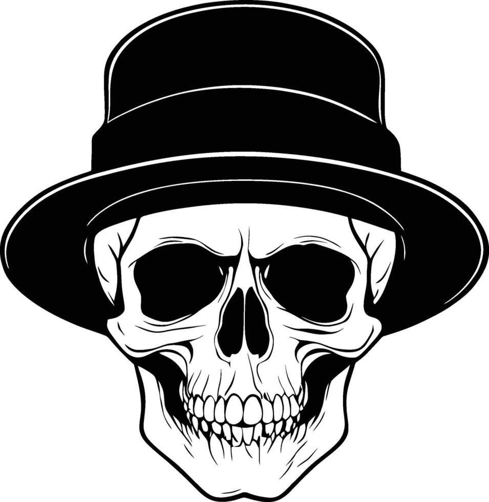 skull with hat, dead man head, skeleton, zombie, hat, ghost, cowboy vector