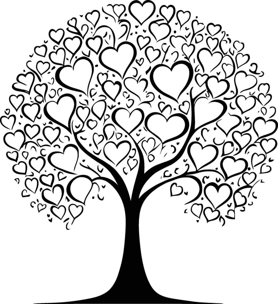 tree of hearts, heart tree, love trees, valentine tree, love in the brances, love leaf heart couple vector
