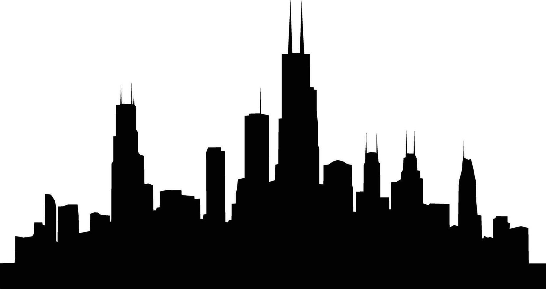chicago skyline silhouette, skyscraper, high buildings, big city, town, metropolis vector