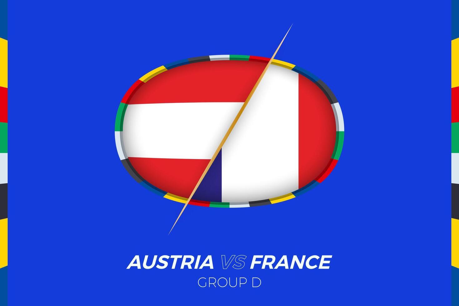 Austria vs France football match icon for European football Tournament 2024, versus icon on group stage. vector