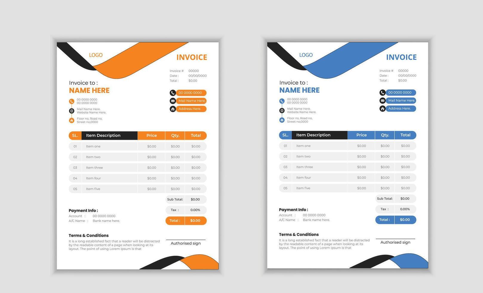 Professional invoice design template vector