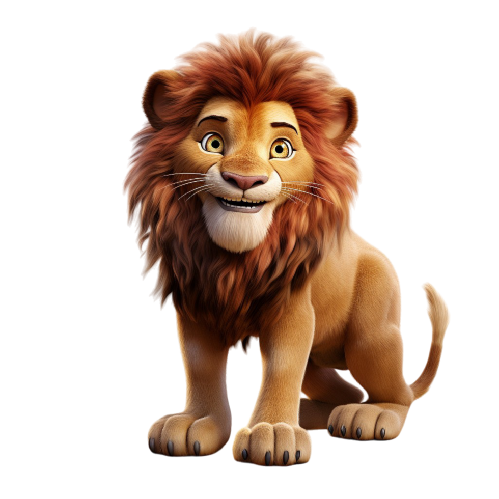 AI generated lion portrait cute 3d design, generative ai png