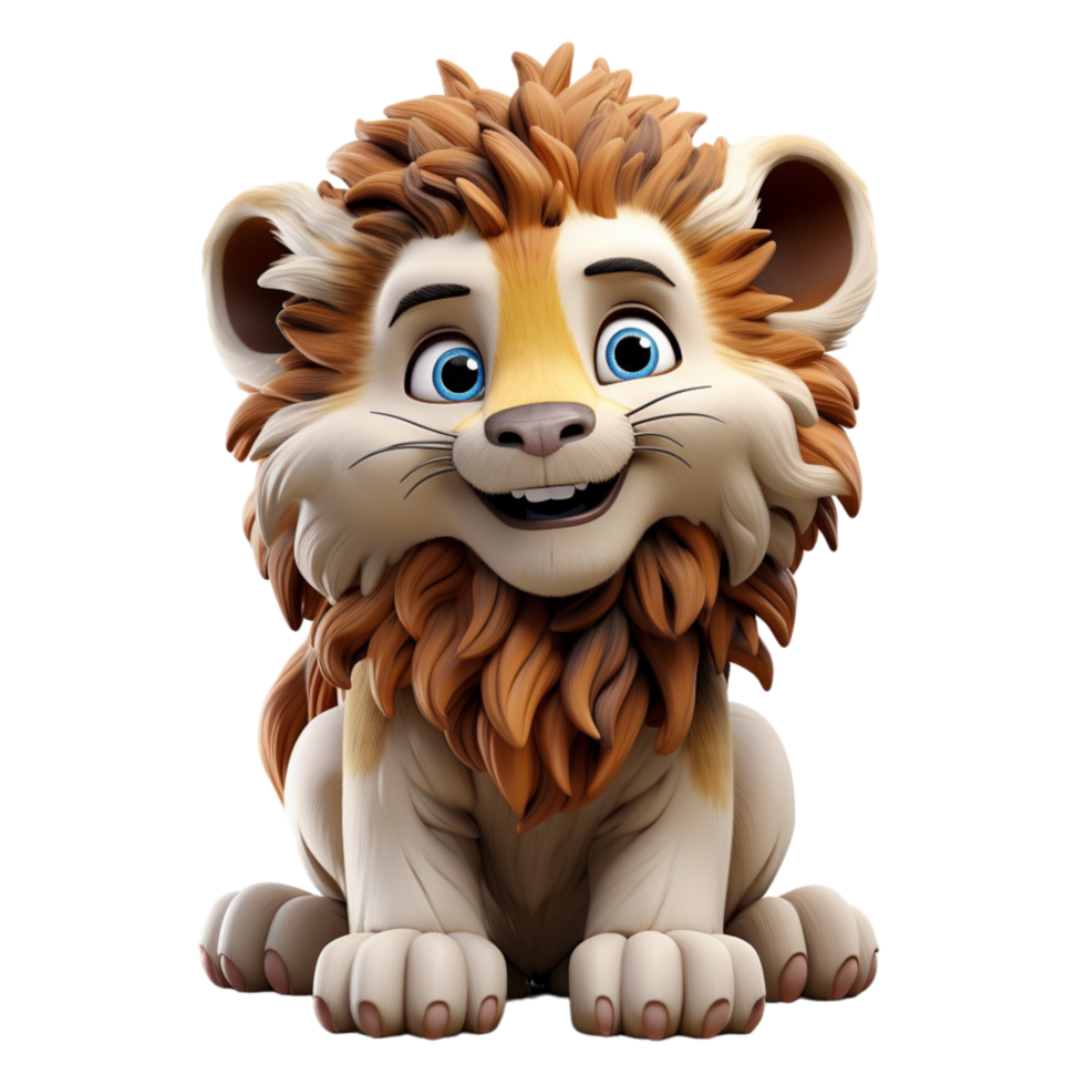 AI generated lion portrait cute 3d design, generative ai png