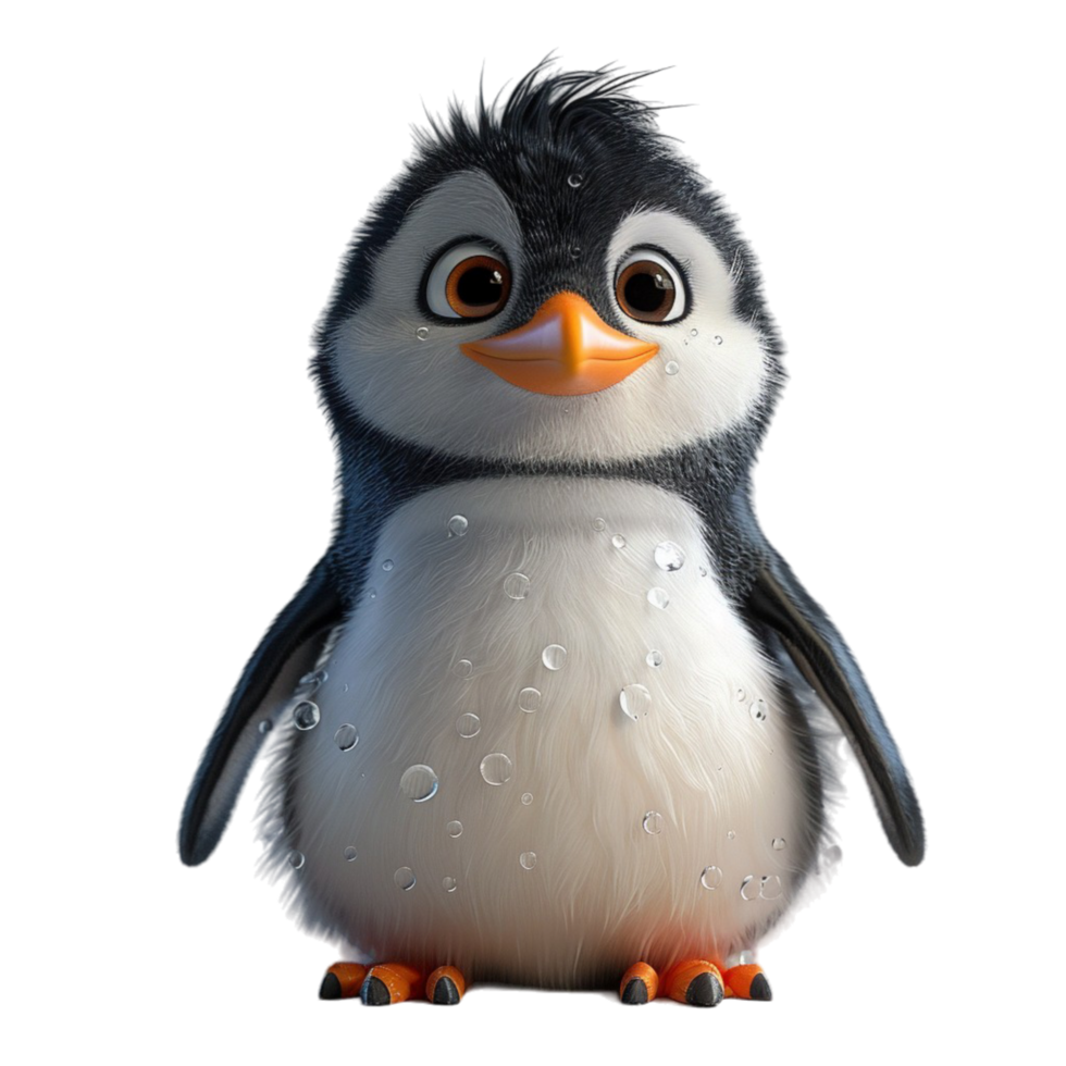 AI generated penguin portrait cute 3d design, generative ai png