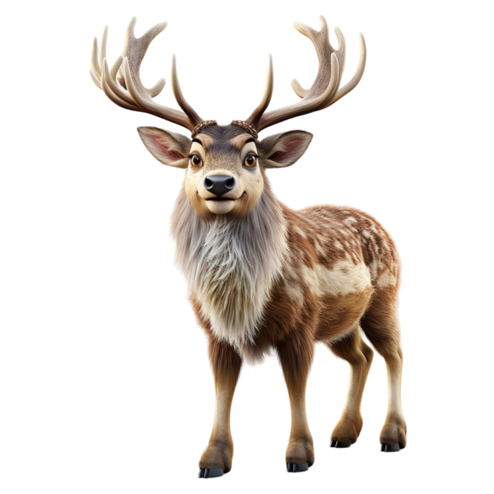 AI generated 3d illustration portrait of adorable cute baby deer isolated on transparent background, generative ai png