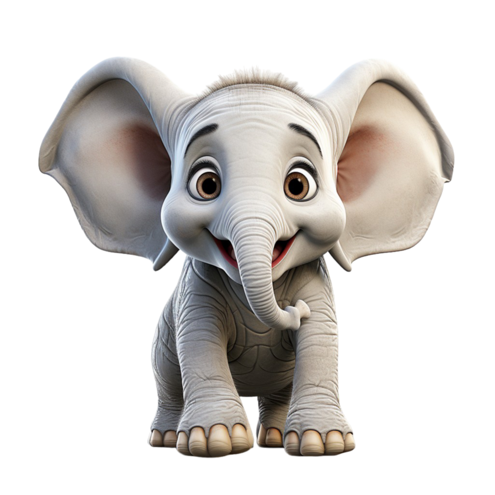 ai generato 3d adorabile carino bambino elefante isolato su trasparente sfondo, generativo ai png