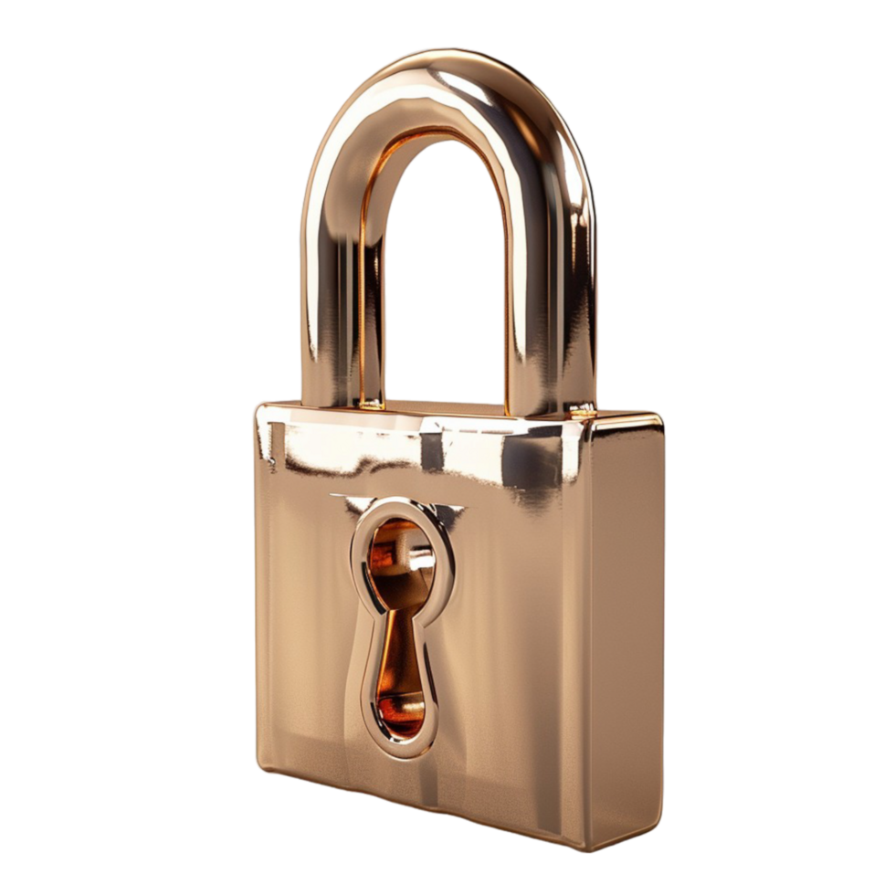 AI generated padlock 3d icon illustration, generative ai png