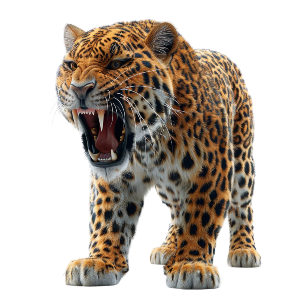 AI generated Leopard portrait 3d illustration, generative ai png