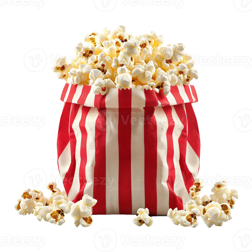 AI generated Popcorn in striped box isolated on transparent background png