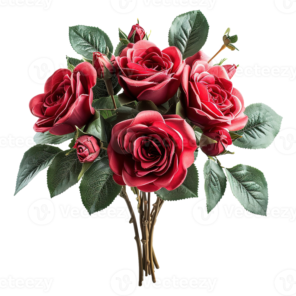 AI generated Red rose bouquet isolated on transparent background png