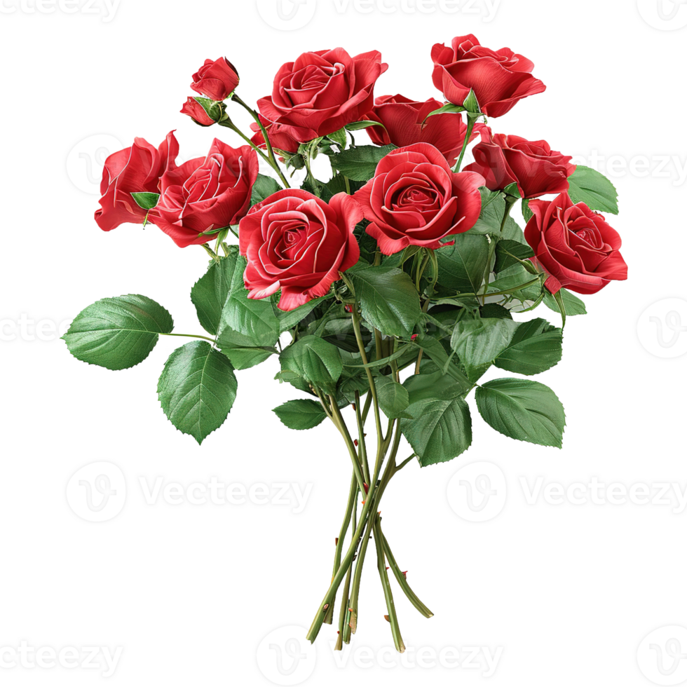 AI generated Red rose bouquet isolated on transparent background png