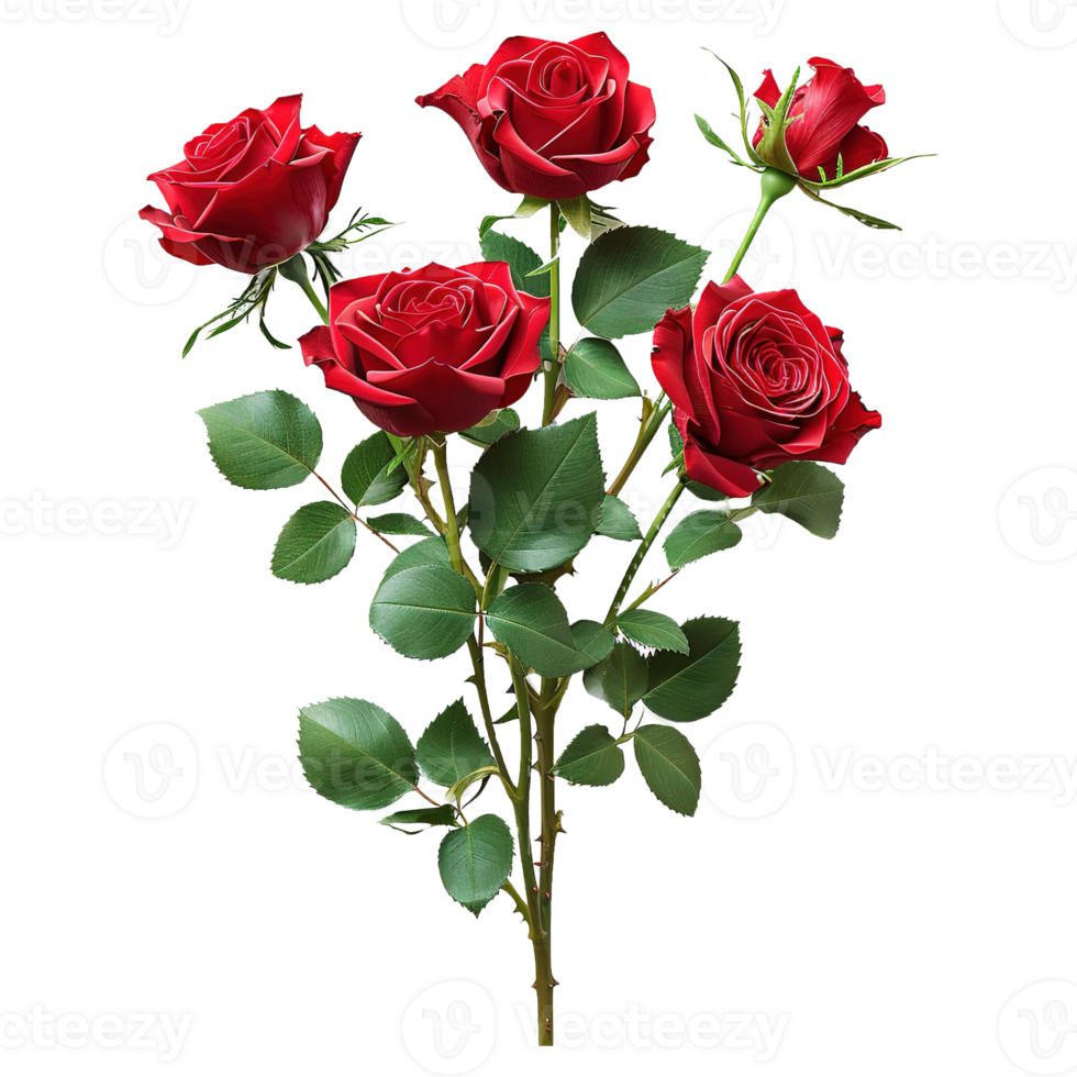 AI generated Red rose bouquet isolated on transparent background png