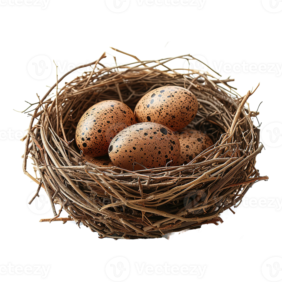 AI generated Eggs in nest isolated on transparent background png
