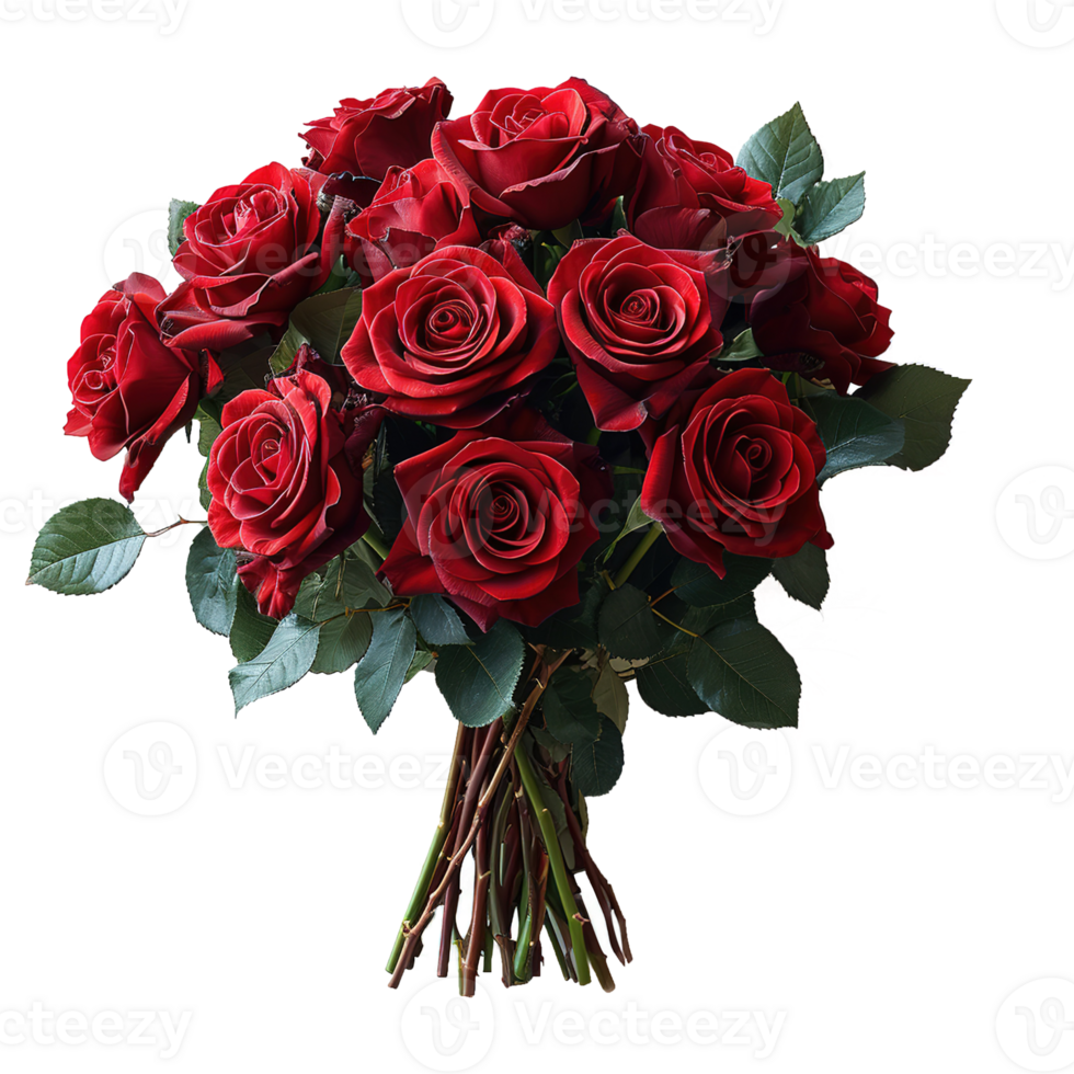AI generated Red rose bouquet isolated on transparent background png