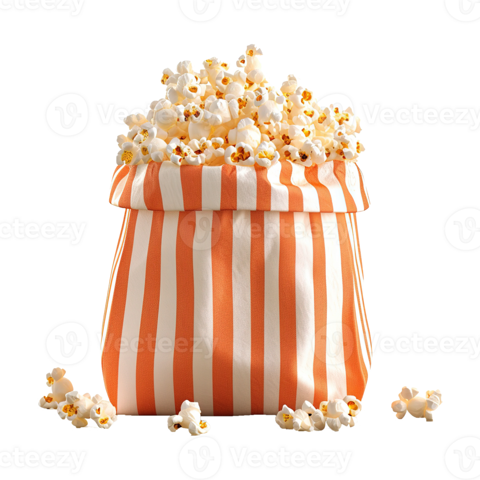 AI generated Popcorn in striped box isolated on transparent background png