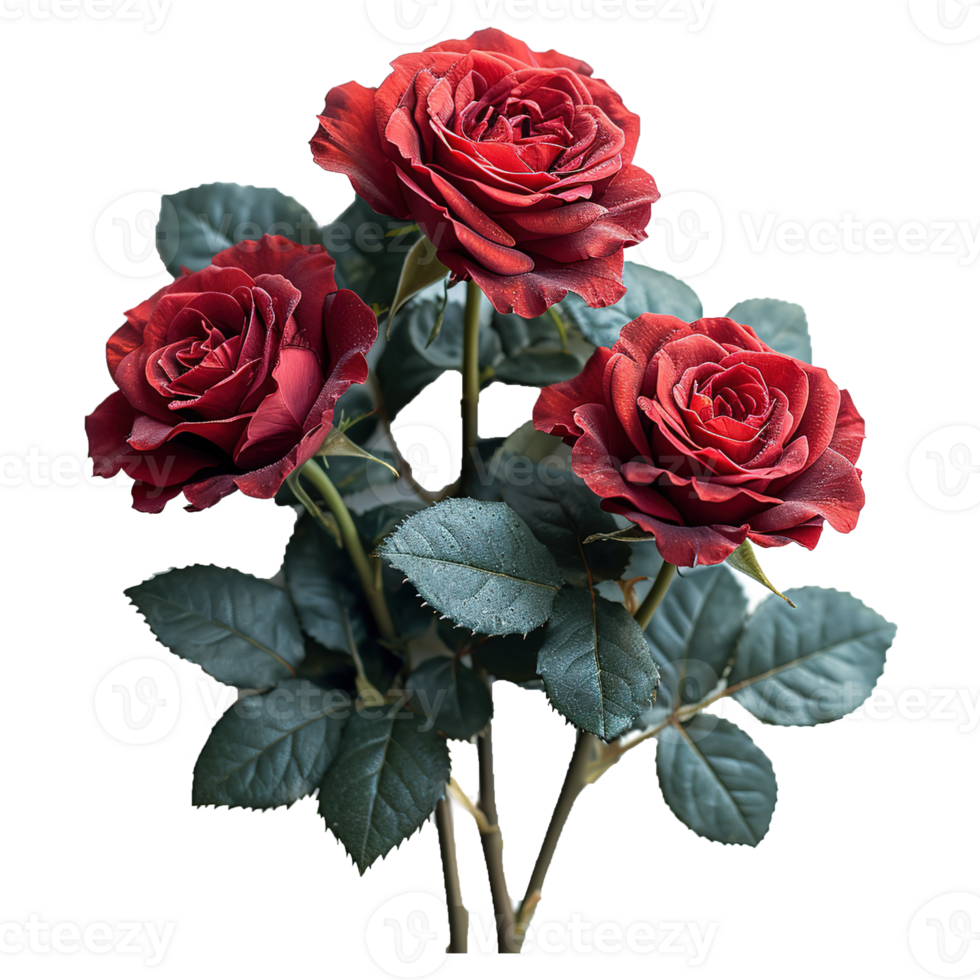 AI generated Red rose bouquet isolated on transparent background png