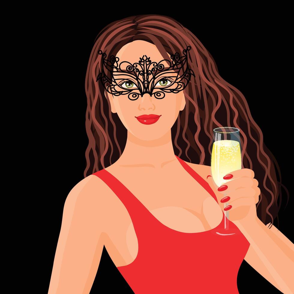 Woman with a lace fancy carnaval mask vector