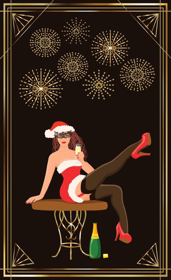 Santa woman with a lace fancy carnaval mask vector