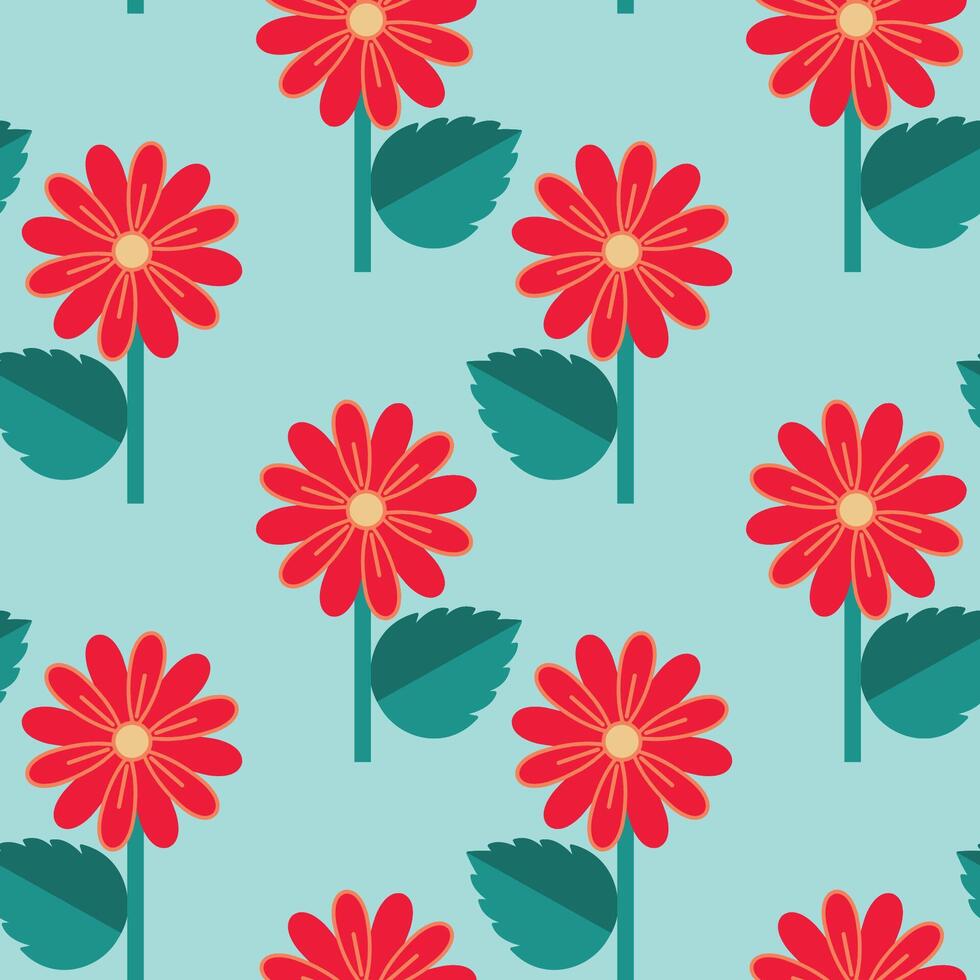 Hand drawn seamless colorful vector floral pattern