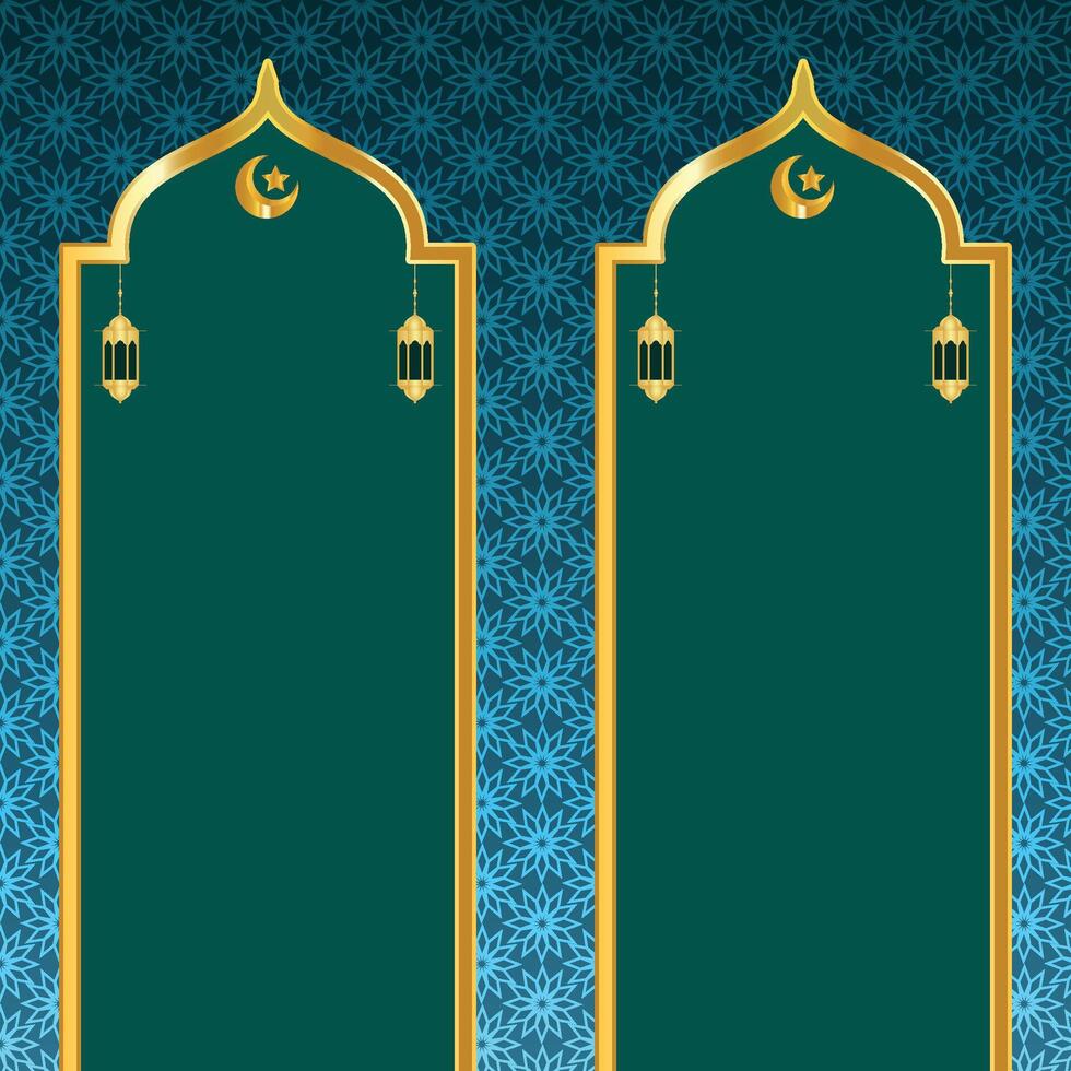 Islamic Arabic Green Luxury Background with Geometric pattern and Beautiful Ornament vector