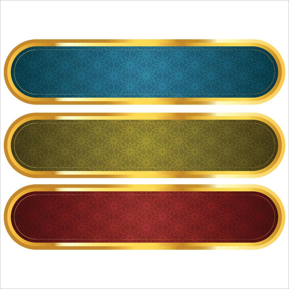 Set of decorative luxury golden arabic islamic banner title frame transparent background gold text box clipart vector