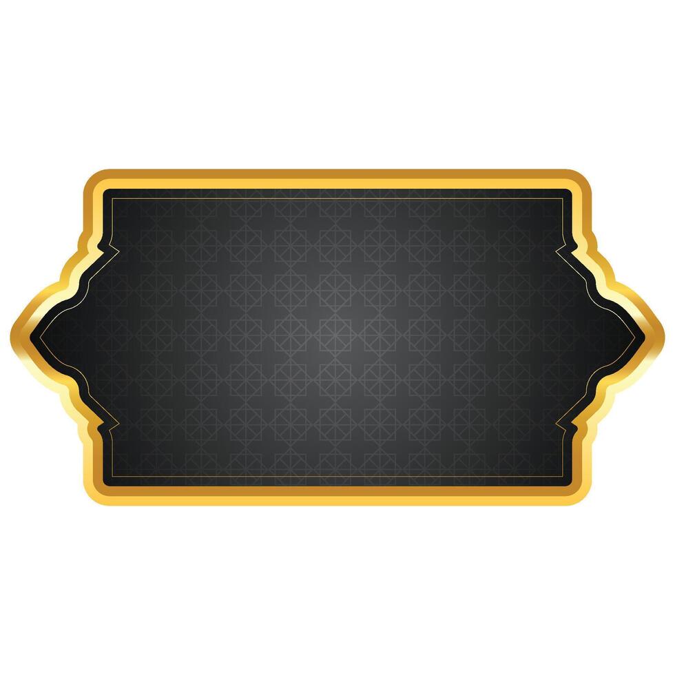 luxury golden arabic islamic text box title frame border set with floral ornamental illustration vector