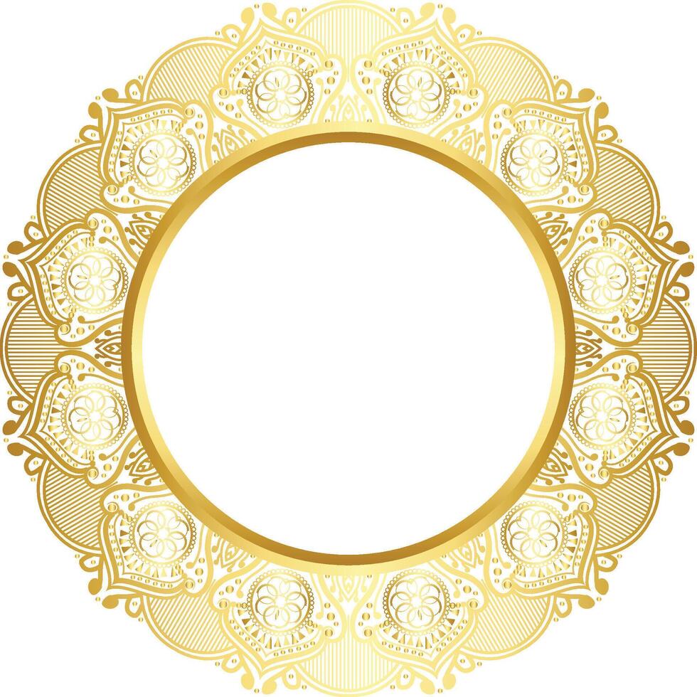 Luxury golden circle frame transparent with vintage mandala gold circular pattern clipart vector