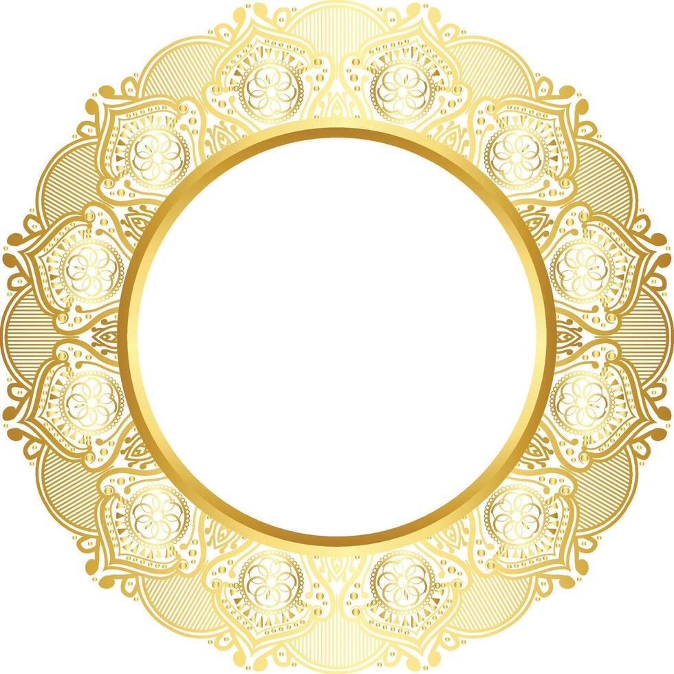 Luxury golden circle frame transparent with vintage mandala gold circular pattern clipart vector