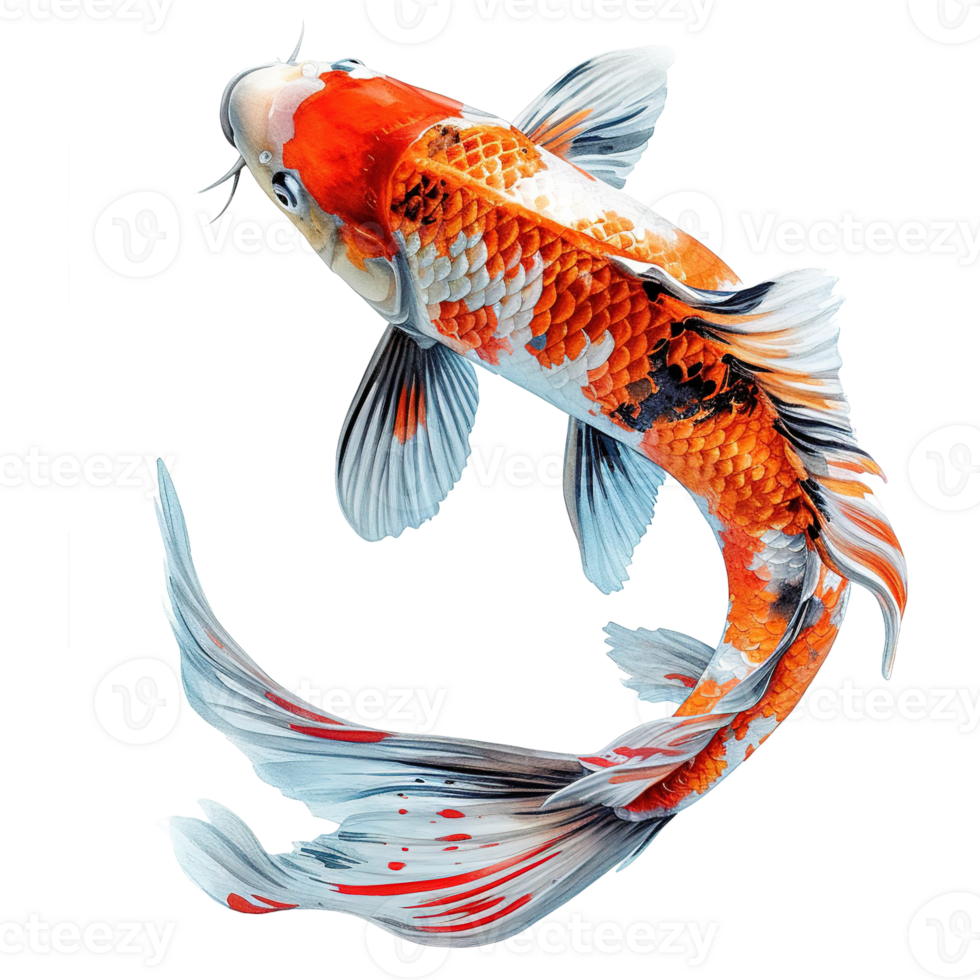 ai generado koi pescado aislado en transparente antecedentes png