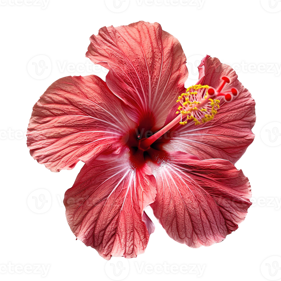 ai generiert rot Hibiskus Blume isoliert auf transparent Hintergrund png