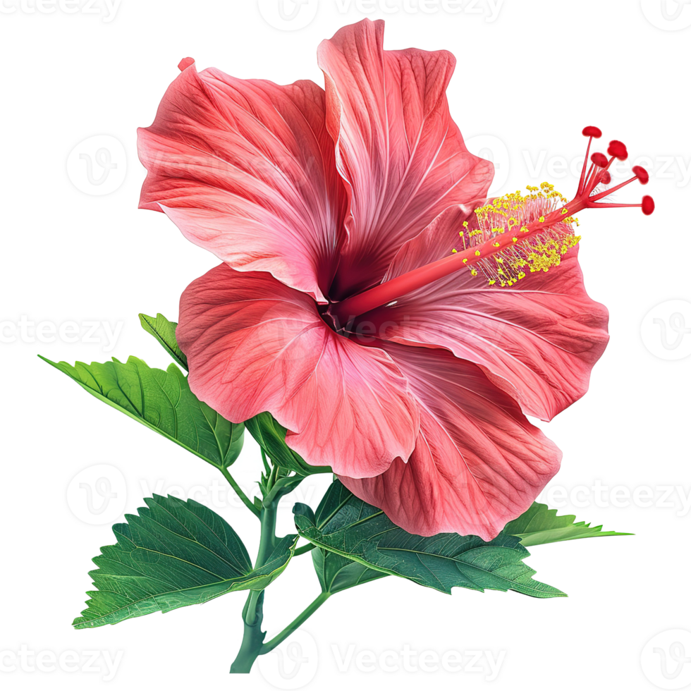 AI generated Red hibiscus flower isolated on transparent background png
