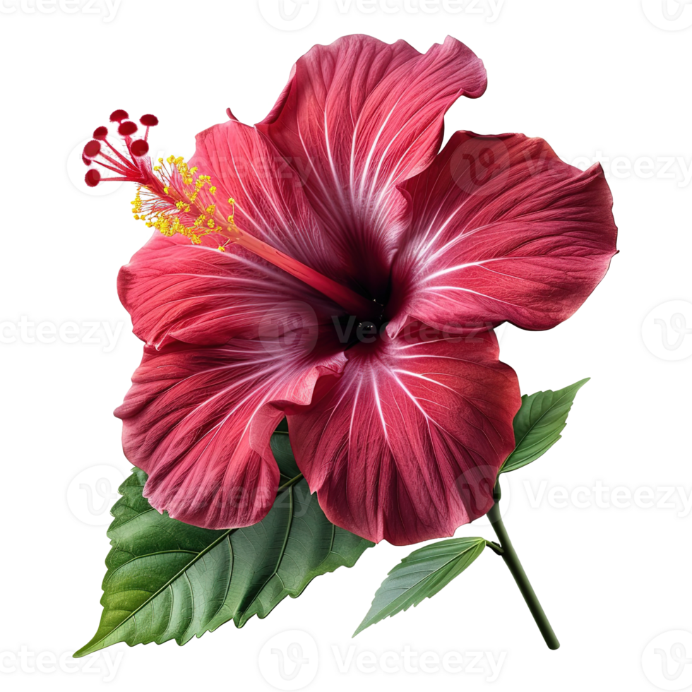 AI generated Red hibiscus flower isolated on transparent background png