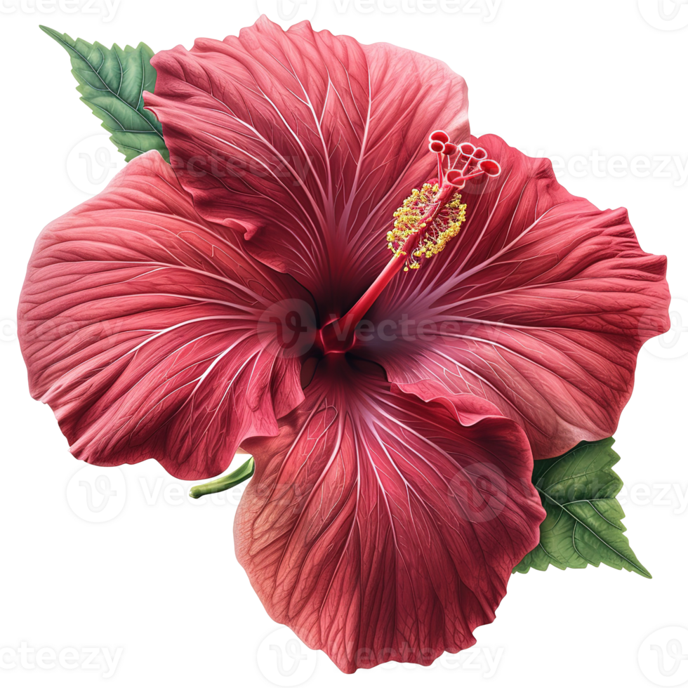 AI generated Red hibiscus flower isolated on transparent background png