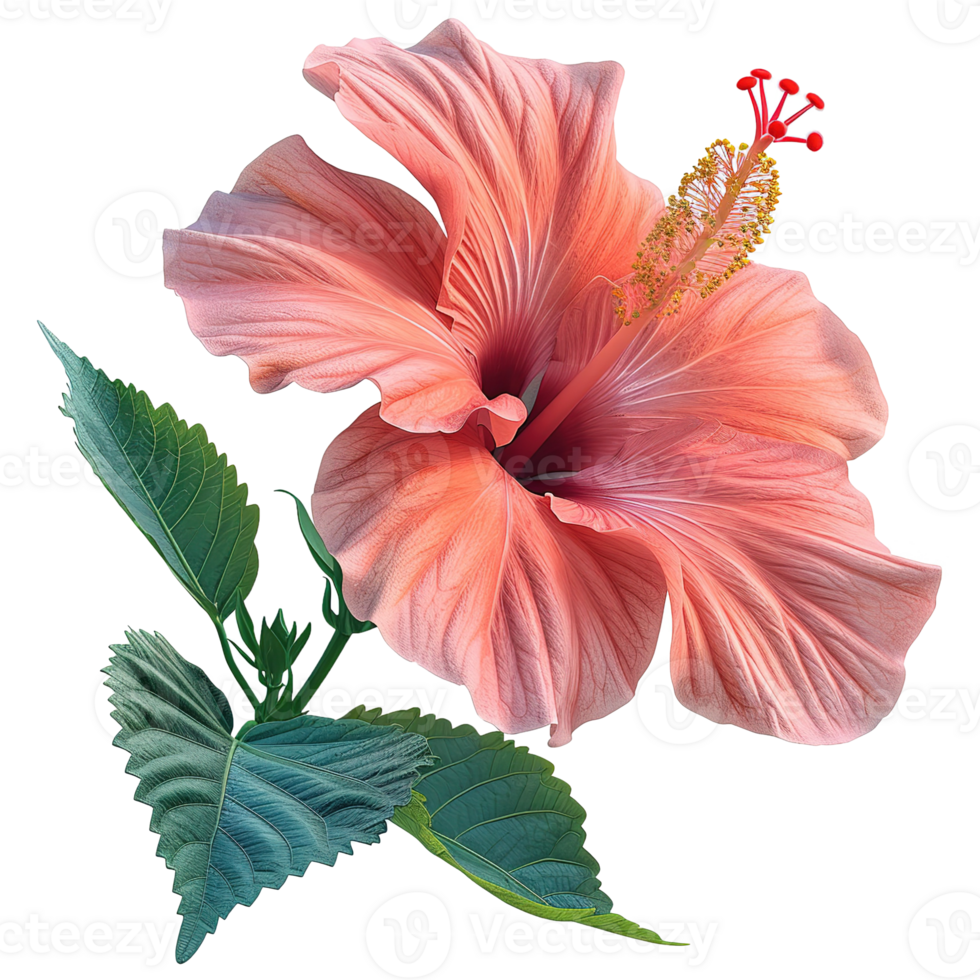 AI generated Red hibiscus flower isolated on transparent background png