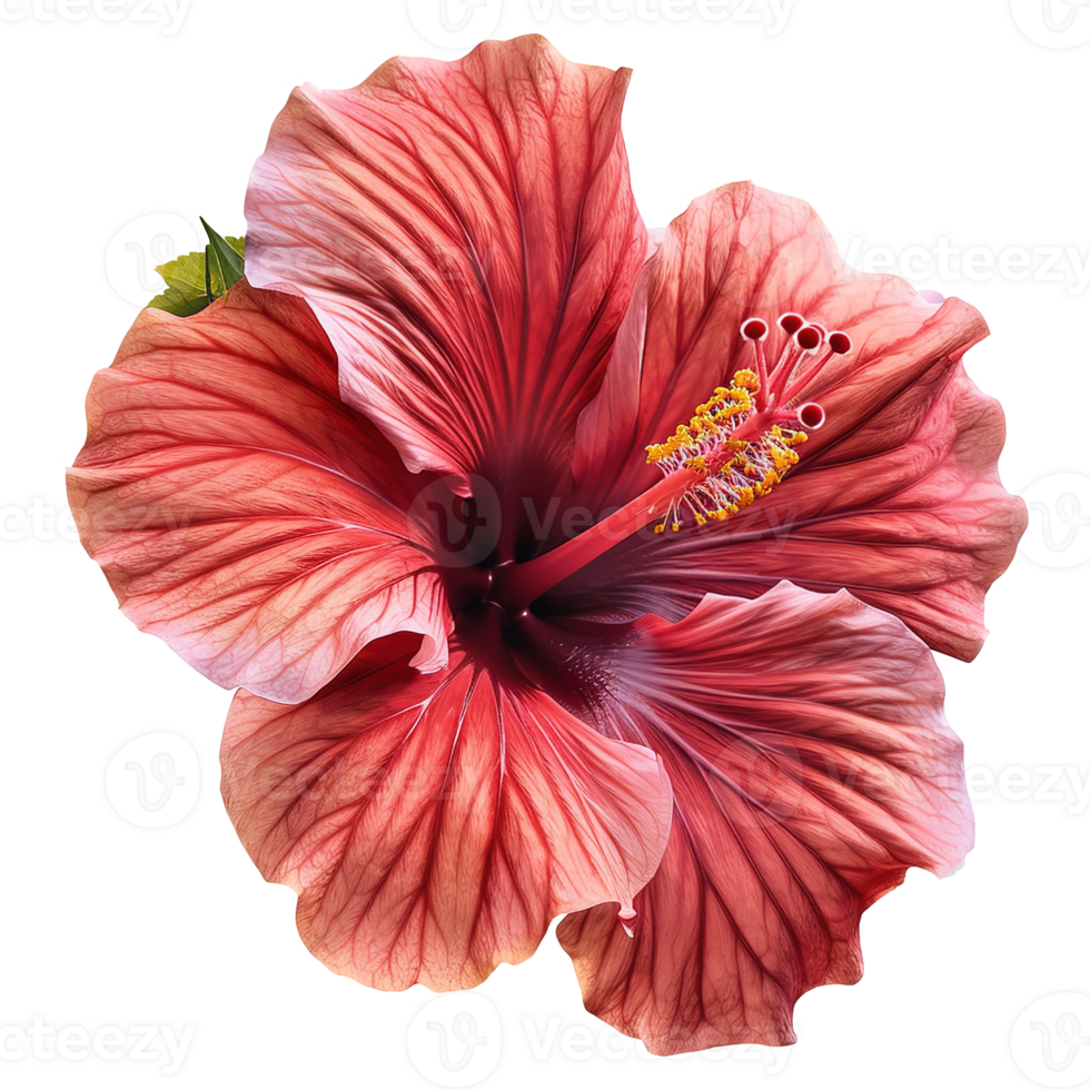 AI generated Red hibiscus flower isolated on transparent background png