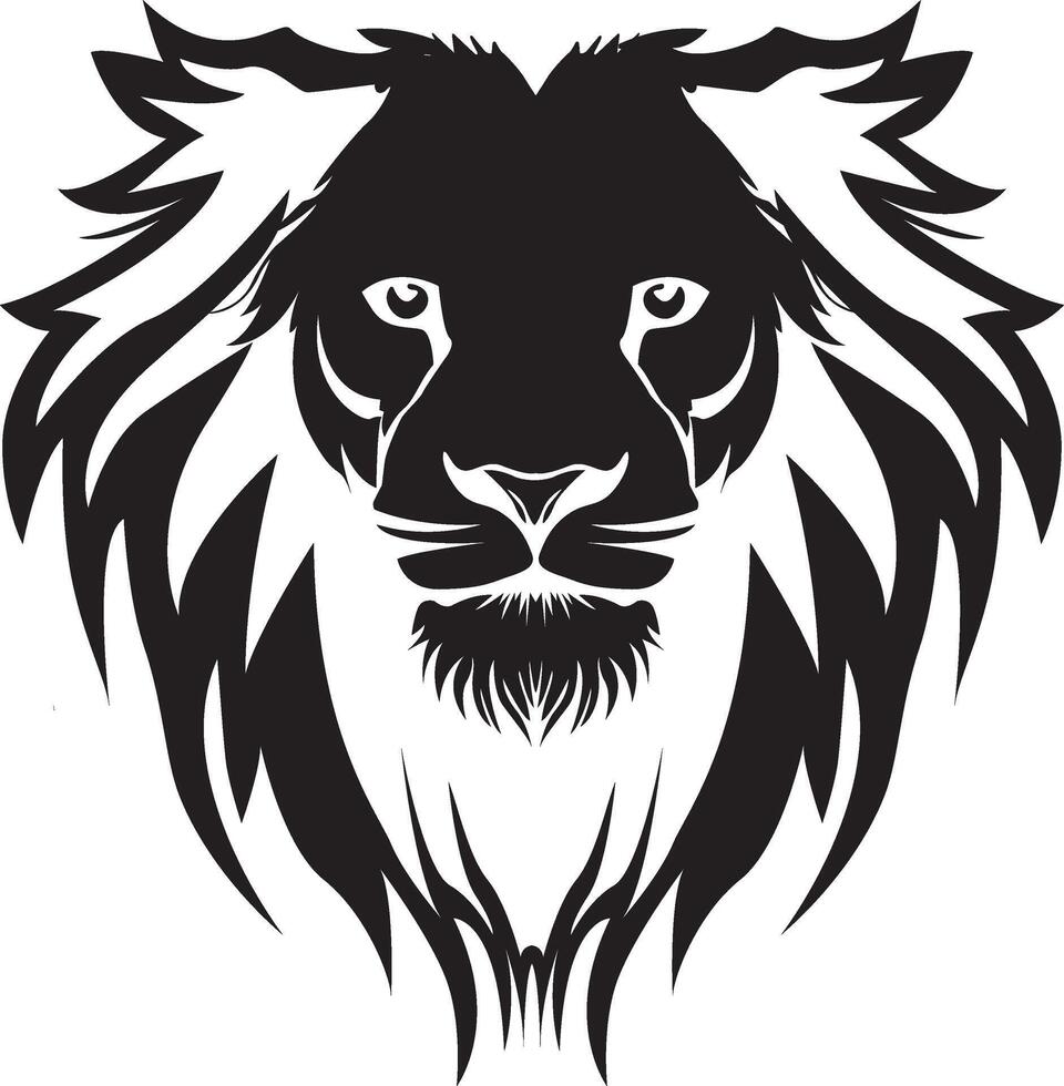 a black and white logo of a lion with a mane. vector