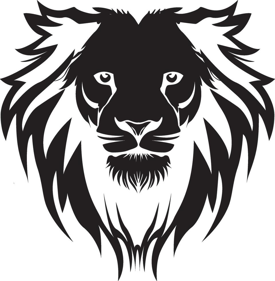 a black and white logo of a lion with a mane. vector