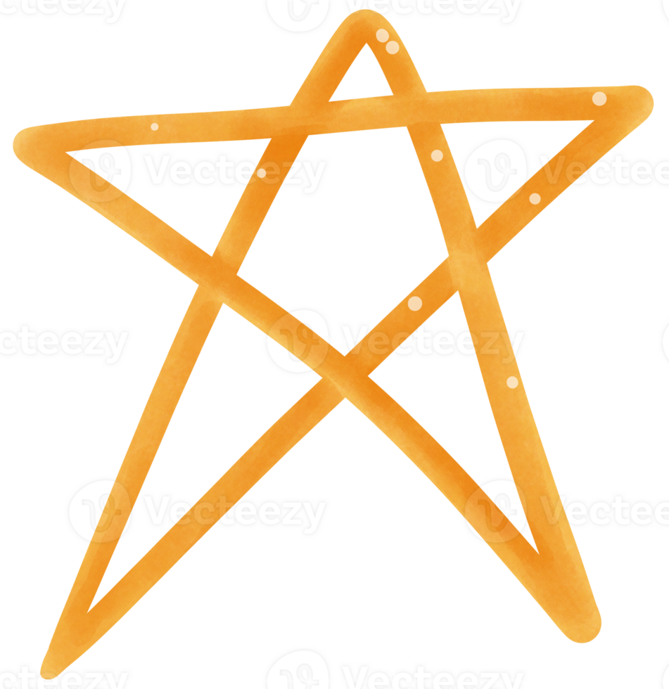Five points orange star png