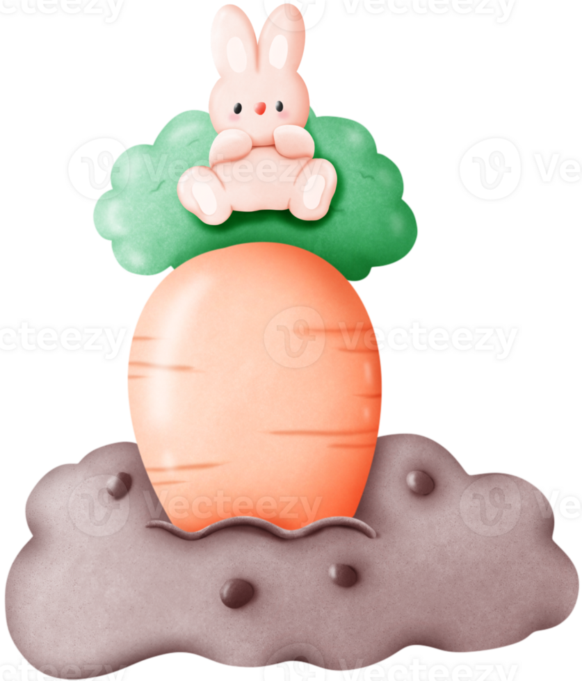 rabbit sitting on carrot png